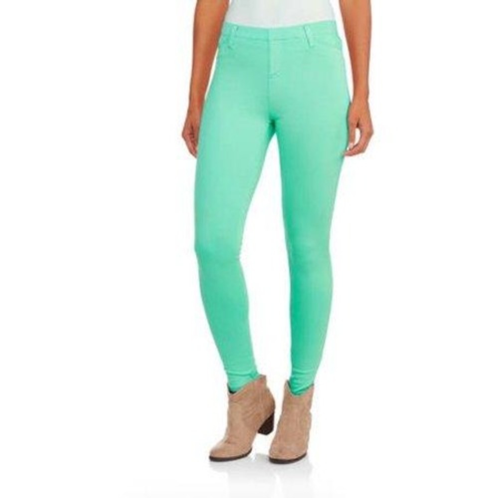Faded Glory Jeggings Women M 8-10 Green  Soft Knit Color Skinny Pants